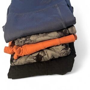 Women's Blue, Orange, and Black Leggings Set